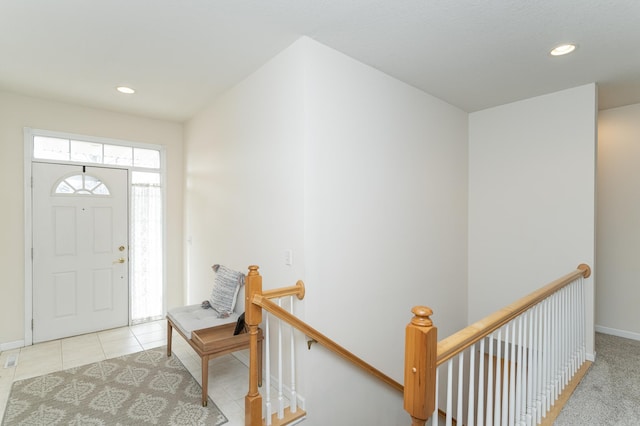 entrance foyer with light tile patterned flooring