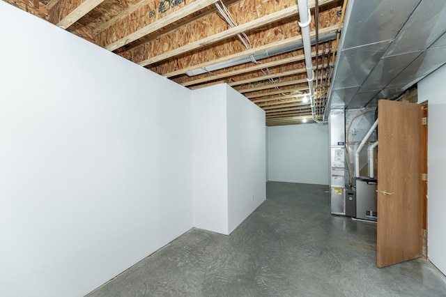 basement with heating unit