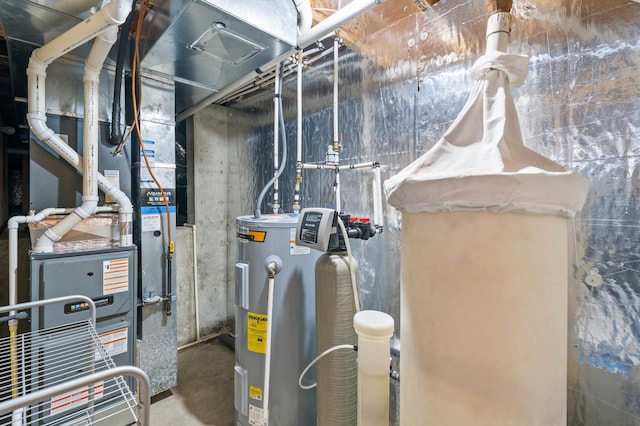 utility room with water heater