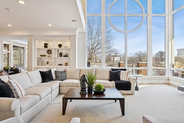 18313 Nicklaus Way, Eden Prairie, MN 55347 - living area featuring recessed lighting, ornamental molding, and built in features