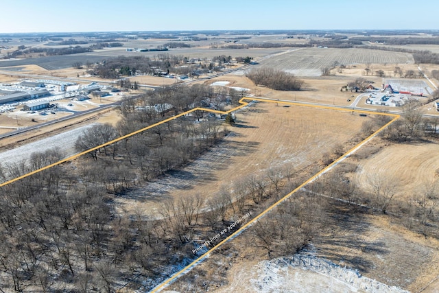 aerial view with a rural view