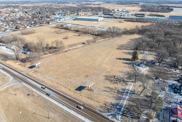 aerial view featuring a rural view