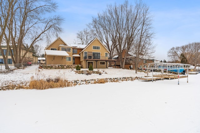 view of snow covered property