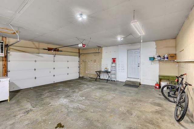 garage with a garage door opener