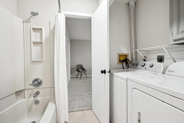 laundry area with light colored carpet and independent washer and dryer