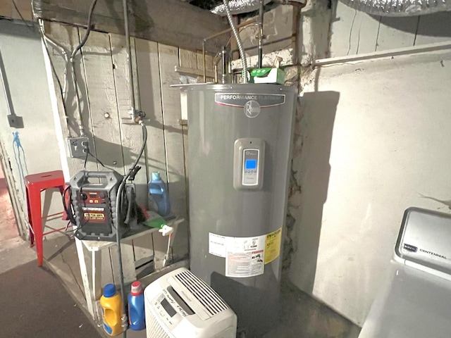 utility room with water heater