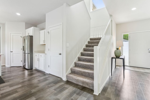 18338 Dove Ct, Eden Prairie, MN 55347 - staircase with hardwood / wood-style flooring