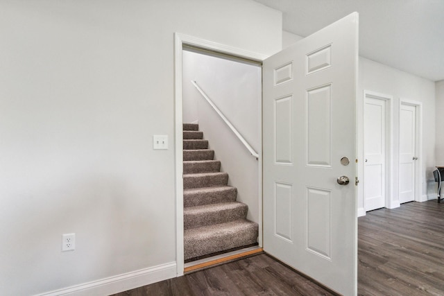 18338 Dove Ct, Eden Prairie, MN 55347 - staircase featuring hardwood / wood-style flooring