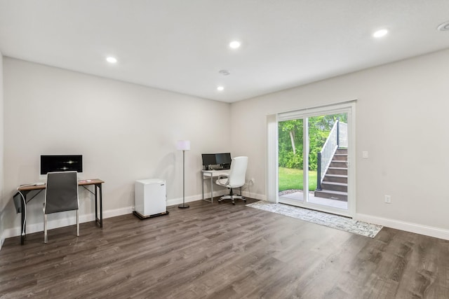 18338 Dove Ct, Eden Prairie, MN 55347 - office area featuring dark hardwood / wood-style floors