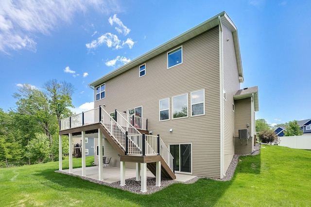 18338 Dove Ct, Eden Prairie, MN 55347 - rear view of property with a patio, a yard, and a wooden deck