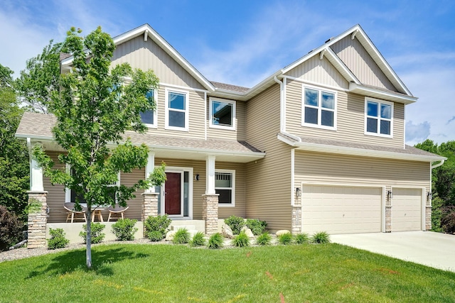 18338 Dove Ct, Eden Prairie, MN 55347 - craftsman house with a garage and a front lawn