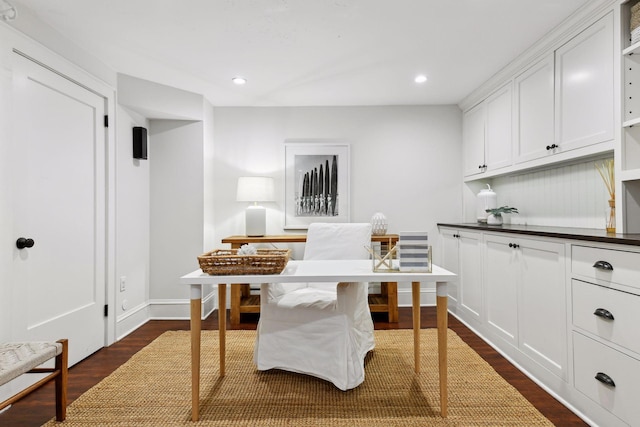 interior space with dark hardwood / wood-style flooring