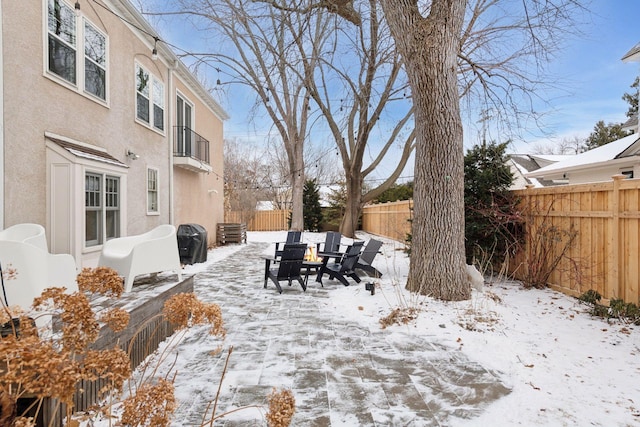 view of yard covered in snow