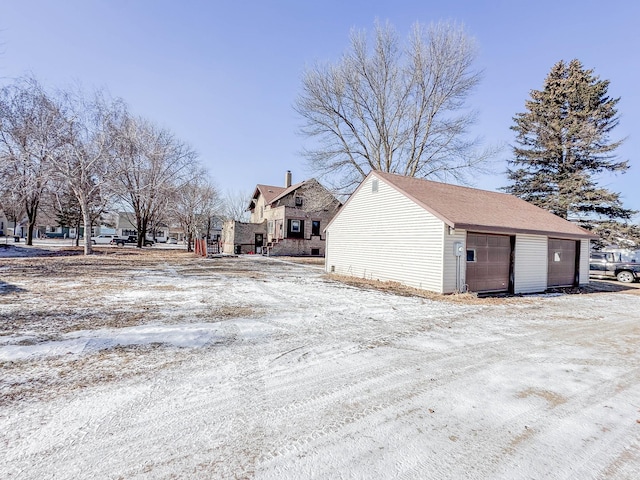 exterior space with a garage