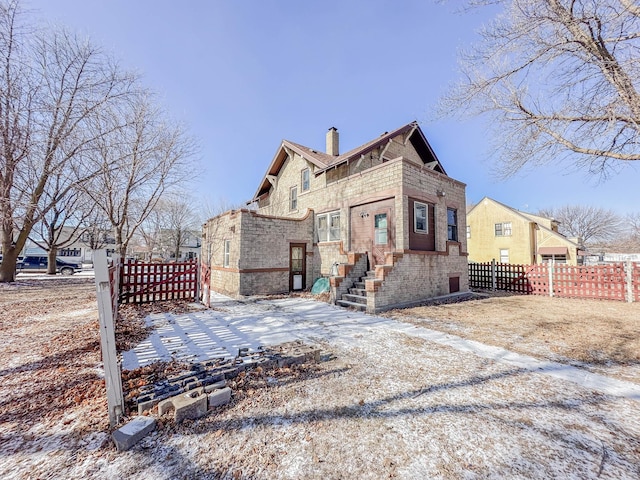 view of snow covered property