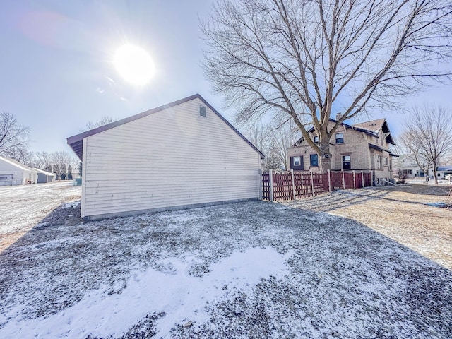 view of snow covered exterior