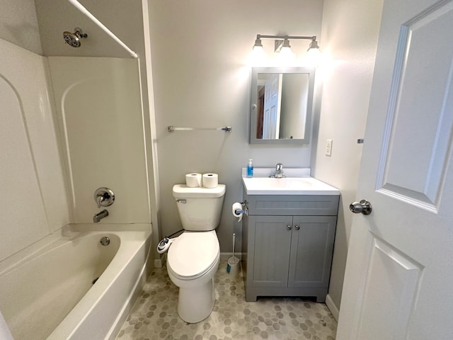 full bathroom with vanity, toilet, and shower / bath combination