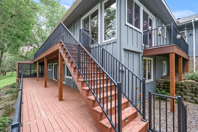 wooden deck with stairway