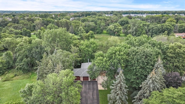 aerial view with a forest view