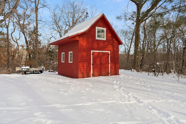 view of snow covered structure