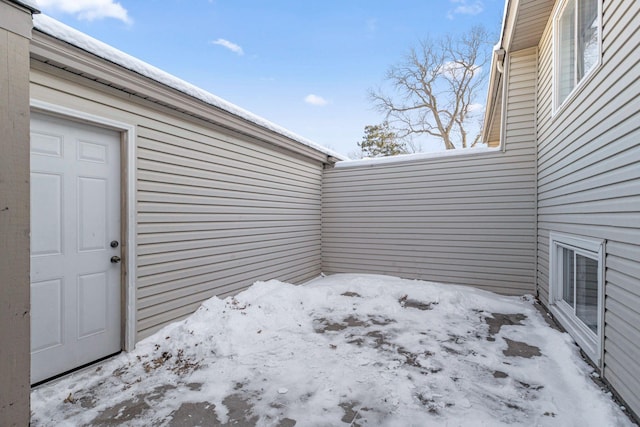 view of snow covered patio