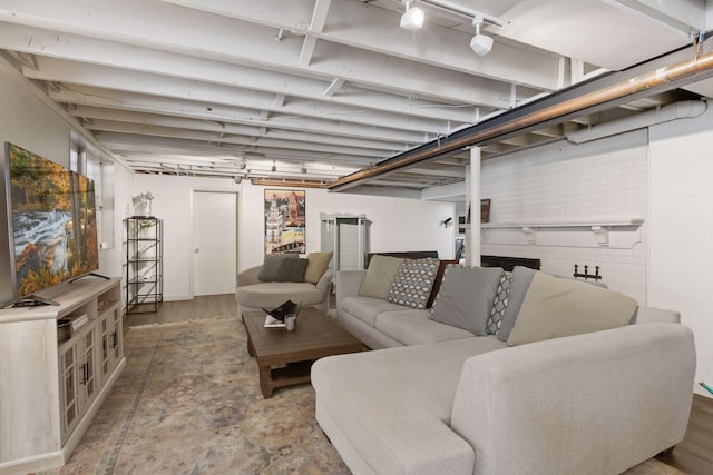 living room with hardwood / wood-style flooring