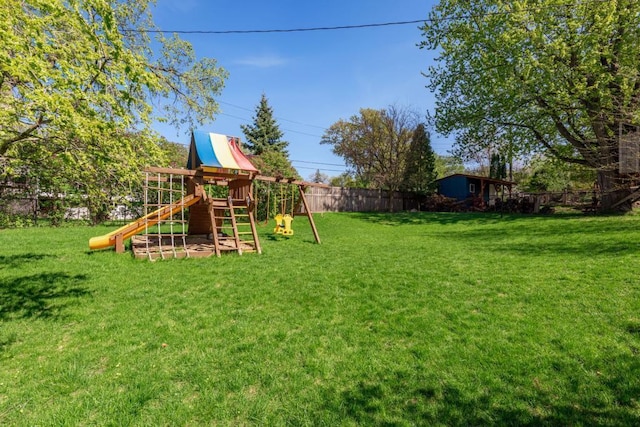 view of yard featuring a playground