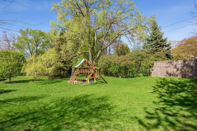 view of yard with a playground