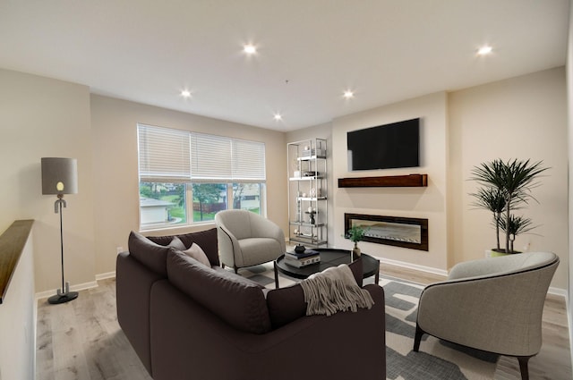 living room featuring light wood-type flooring