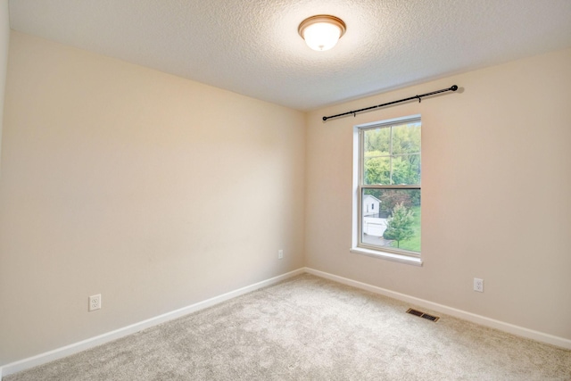 spare room with carpet and a textured ceiling