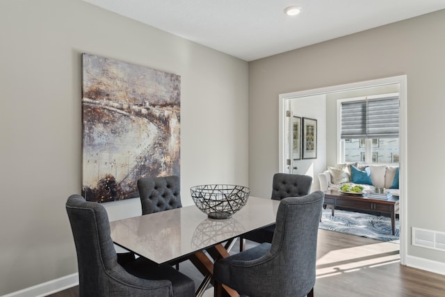 12450 Waterside Ct, Rogers, MN 55374 - dining space featuring dark wood finished floors, baseboards, and recessed lighting
