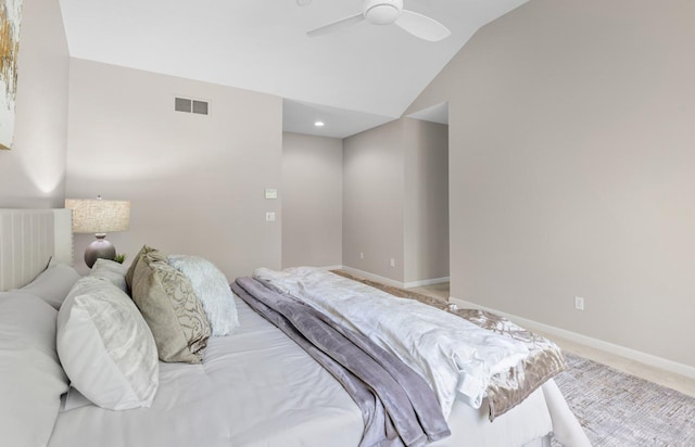 6229 Morningside Cir, Eden Prairie, MN 55344 - bedroom featuring lofted ceiling, light colored carpet, and ceiling fan