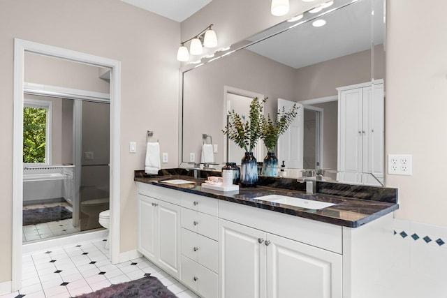 6229 Morningside Cir, Eden Prairie, MN 55344 - bathroom featuring double vanity, a tub to relax in, and tile patterned flooring