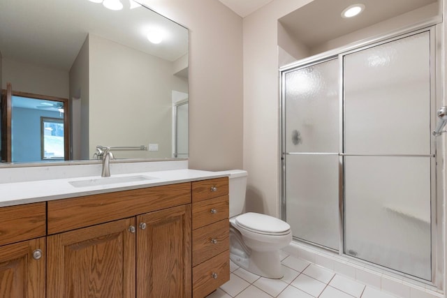 6229 Morningside Cir, Eden Prairie, MN 55344 - bathroom featuring tile patterned floors, vanity, and a shower stall