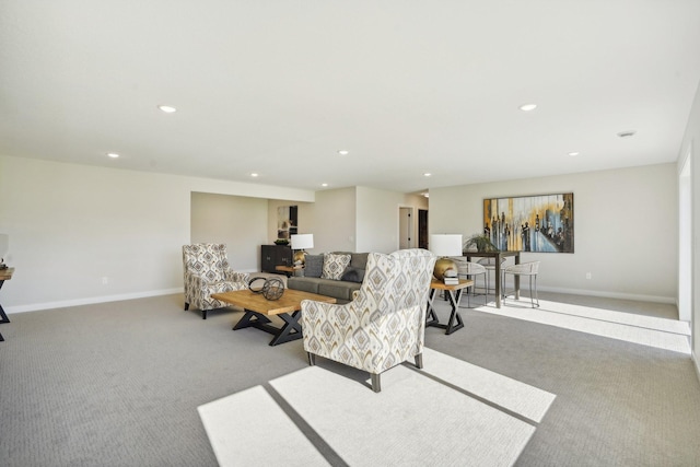 living room with light carpet