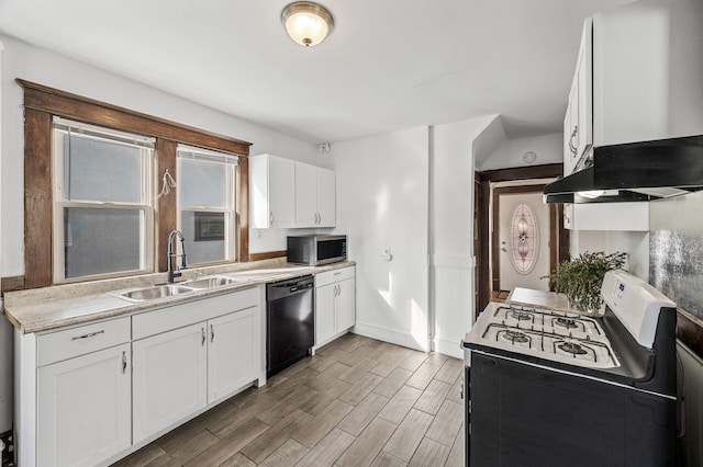 818 Sherburne Ave, Saint Paul, MN 55104 - kitchen with gas stove, dishwasher, range hood, a sink, and stainless steel microwave