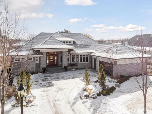 view of snow covered property