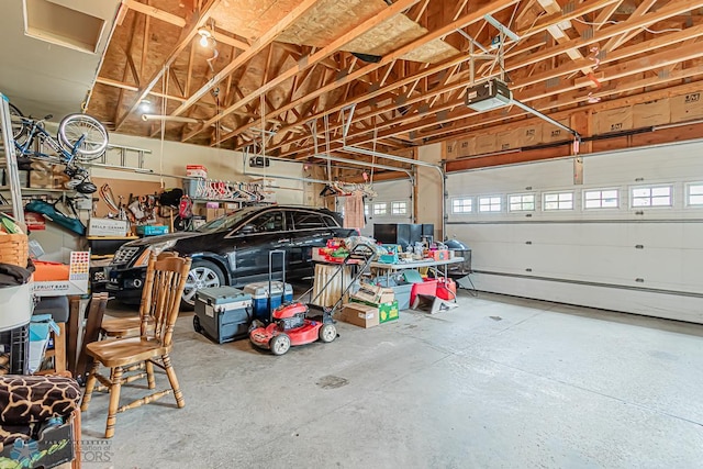 garage with a garage door opener