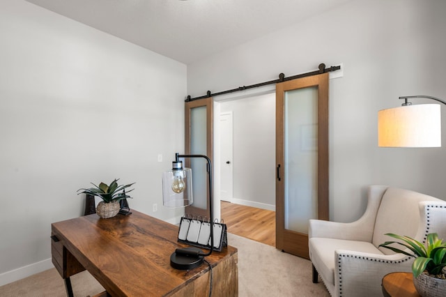 932 Orchard Ln, Roseville, MN 55113 - office space with a barn door and light carpet