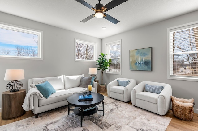 932 Orchard Ln, Roseville, MN 55113 - living room featuring wood finished floors and ceiling fan