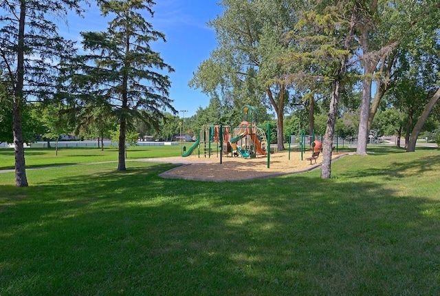 view of play area with a yard