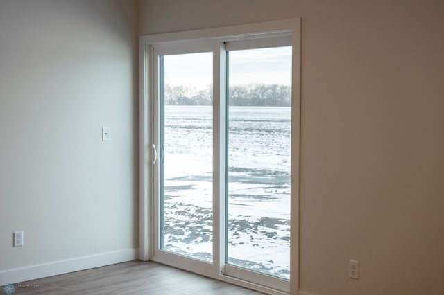 entryway with light wood-type flooring