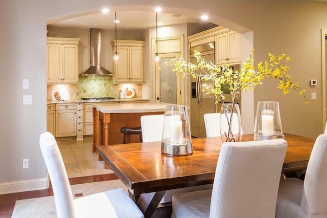 view of tiled dining space