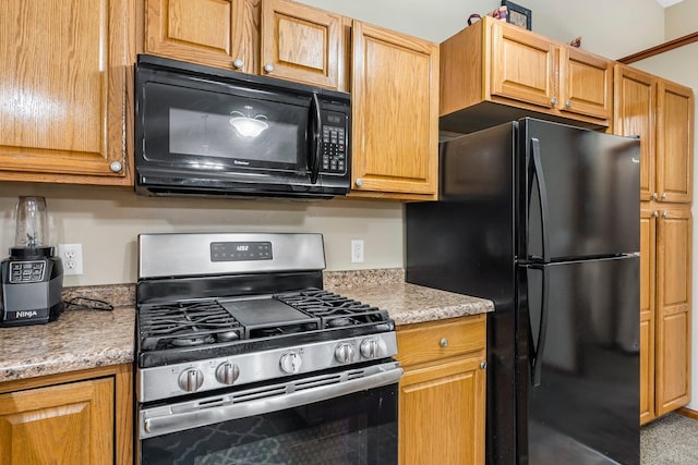 kitchen with black appliances