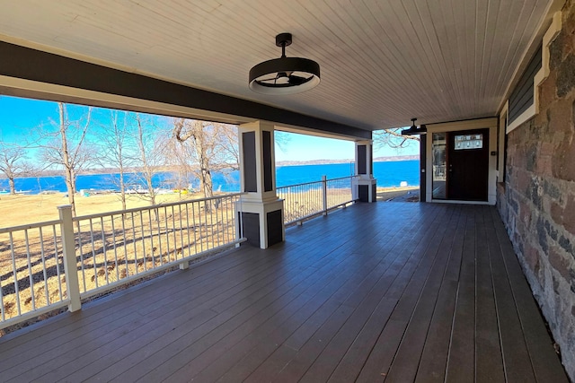 7 County Road 12 S, Buffalo, MN 55313 - wooden deck featuring a water view and ceiling fan