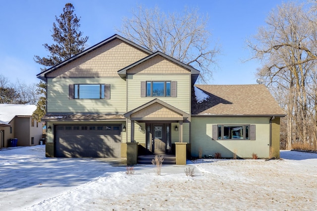 view of front of house with a garage