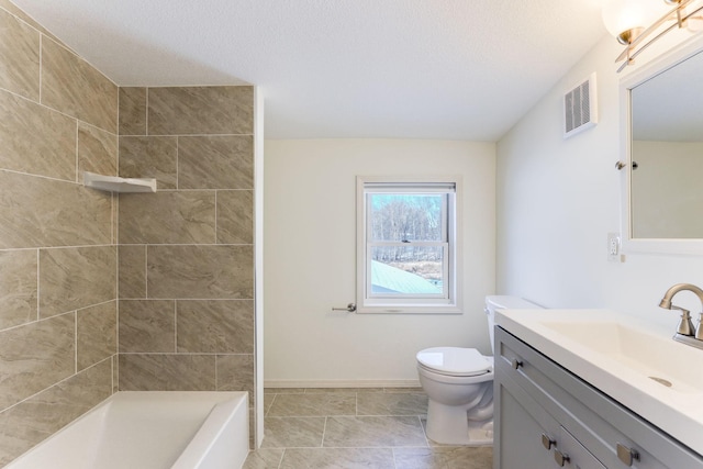 3571 Centerville Rd, Vadnais Heights, MN 55127 - bathroom with vanity, toilet, baseboards, a shower, and a textured ceiling