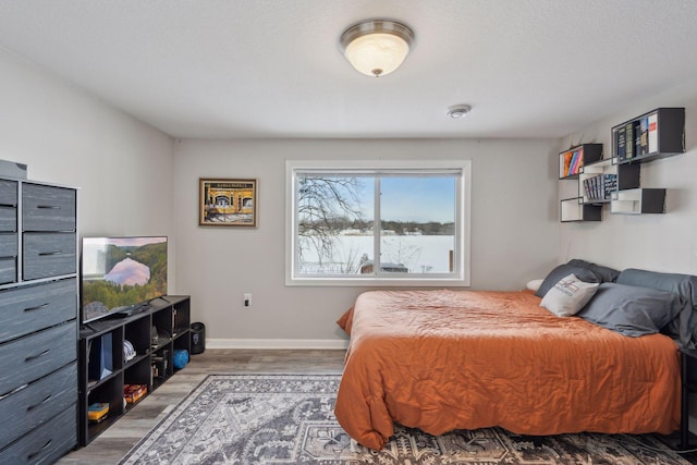 bedroom with wood-type flooring