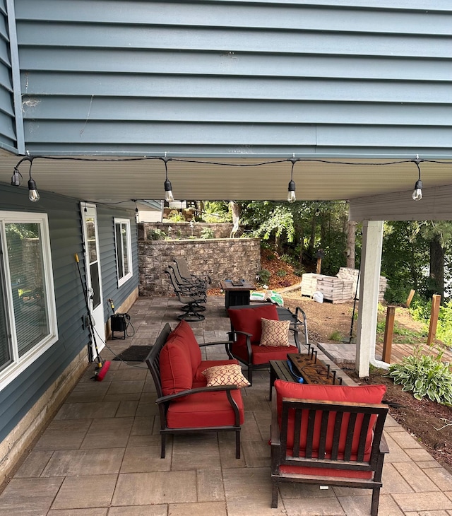 view of patio / terrace featuring an outdoor living space