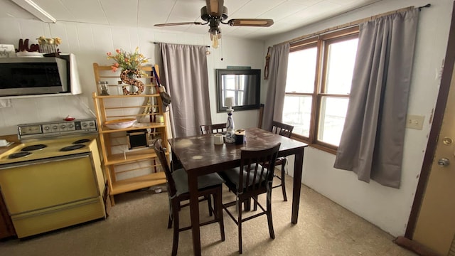 dining room featuring a healthy amount of sunlight and ceiling fan